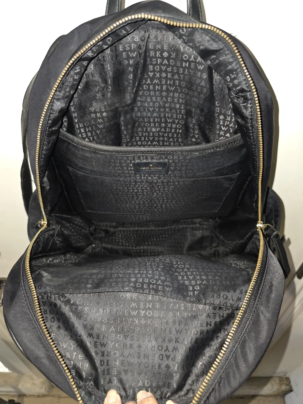 Free With Bundle Damaged* kate spade Black Nylon Zip-Front Backpack
